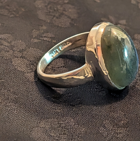 Beautiful Genuine Solid 925 Sterling Silver Ring Natural Labradorite Ring Size 6 - Picture 4 of 13